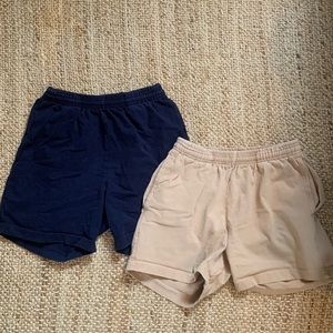 navy and tan los angeles apparel athletic shorts
